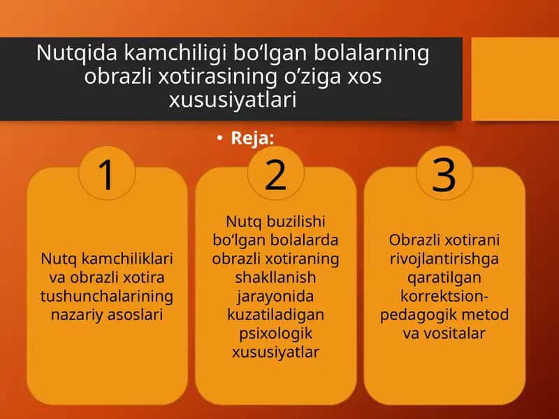 Nutq kamchiliklari va obrazli xotira tushunchalari 1
