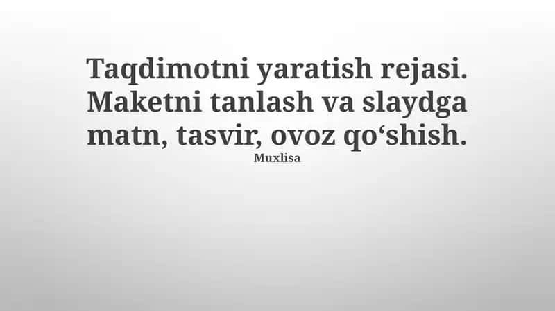 Taqdimotni yaratish rejasi 1