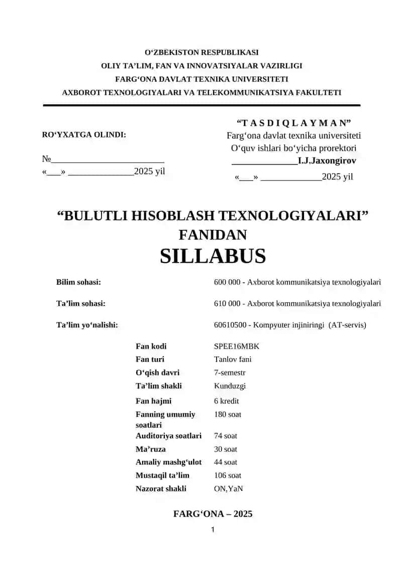Bulutli Hisoblash Texnologiyalari