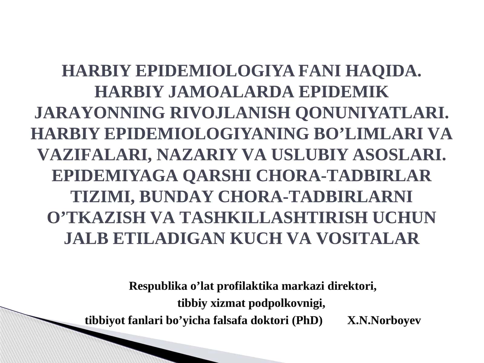 Harbiy epidemiologiya fanidan yilnomalar 1