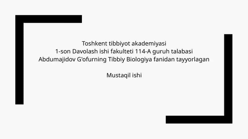 Abdumajidov G'ofurning Tibbiy Biologiyafani 1