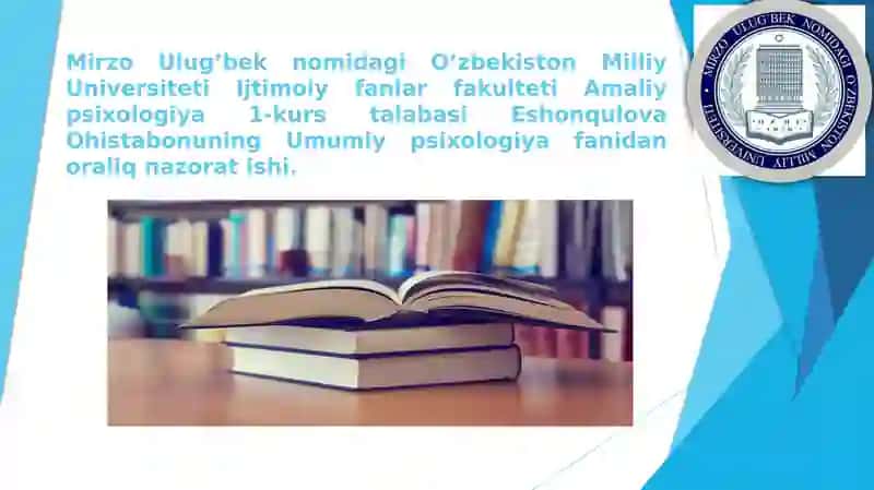 umumiy psixologiya fanidan mustaqil ish