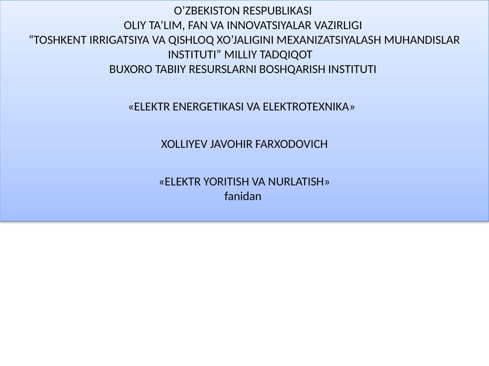 ELEKTR YORITISH VA NURLATISH 1