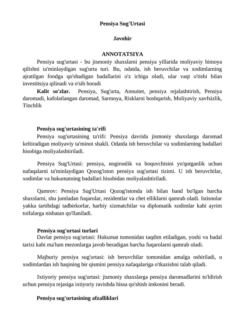 Pensiya Sug'Urtasi 1