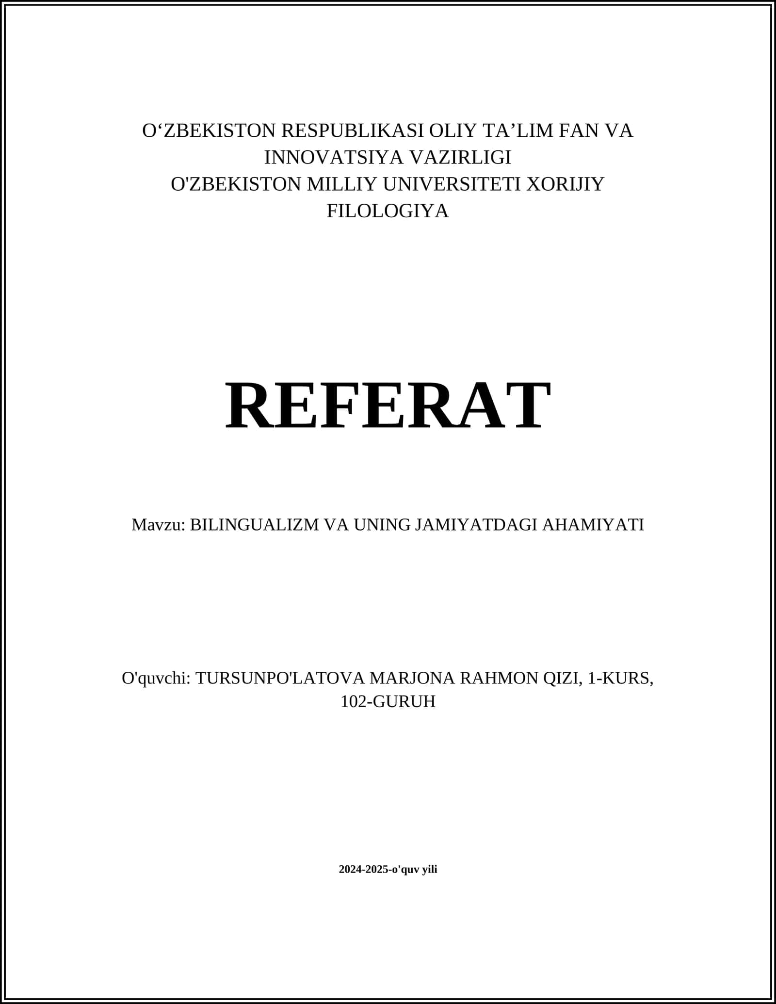 BILINGUALIZM VA UNING JAMIYATDAGI AHAMIYATI 1