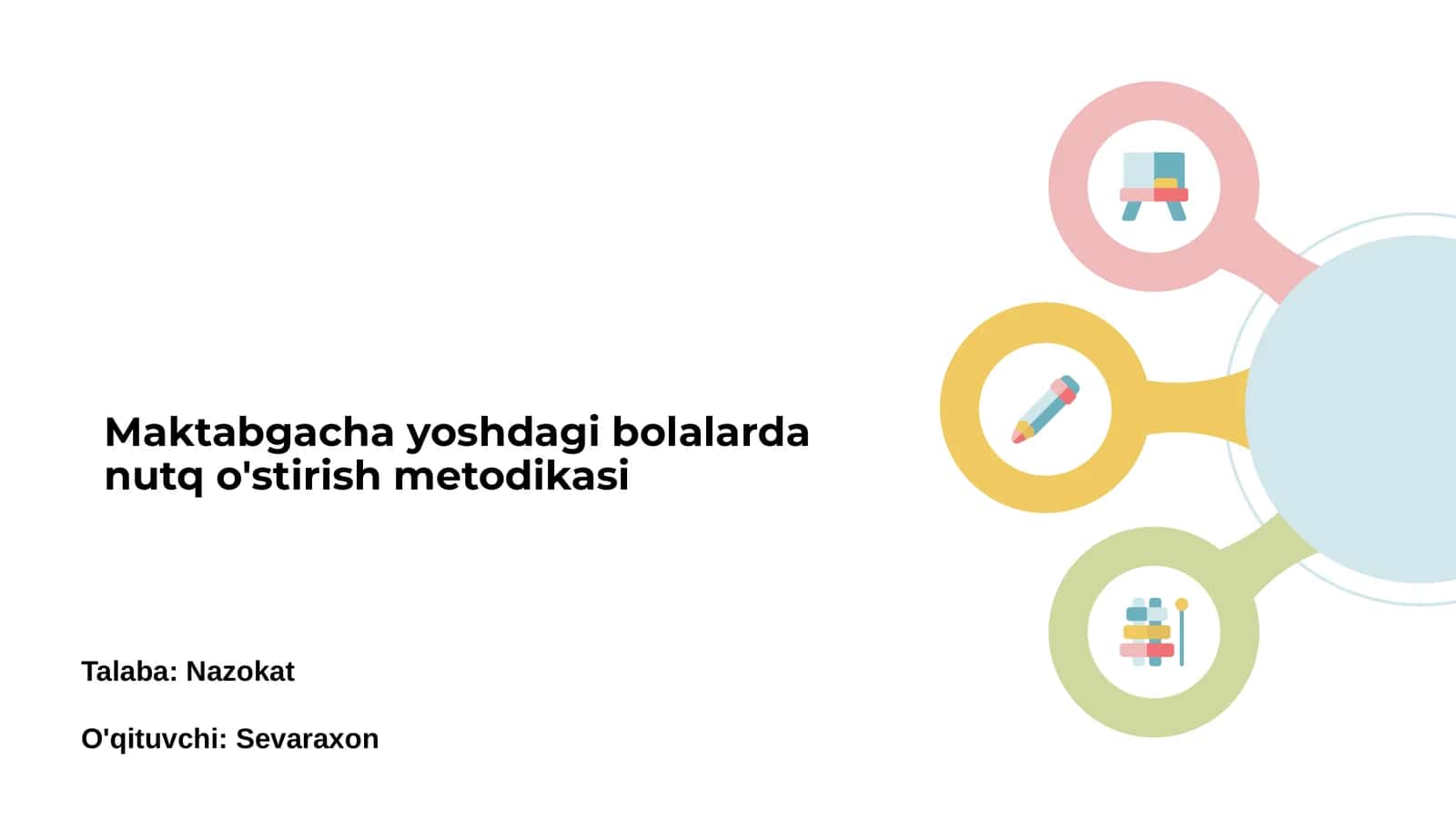 Maktabgacha yoshdagi bolalarda nutq o'stirish metodikasi 1