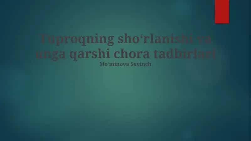 Shoʻrlanishga Qarshi Kurash Choralari 1