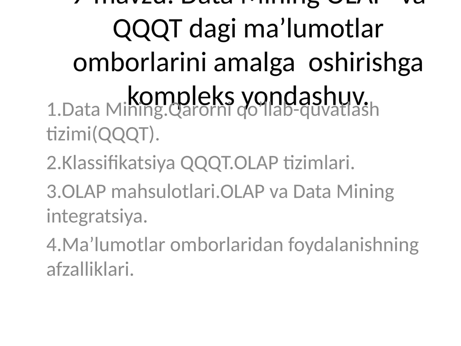 Data Mining va OLAP Integrasiyasi 1