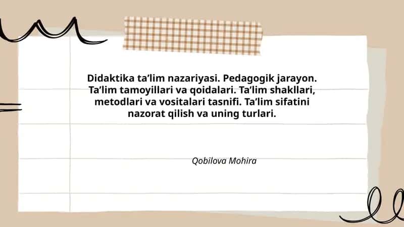 Didaktika ta’lim nazariyasi 1