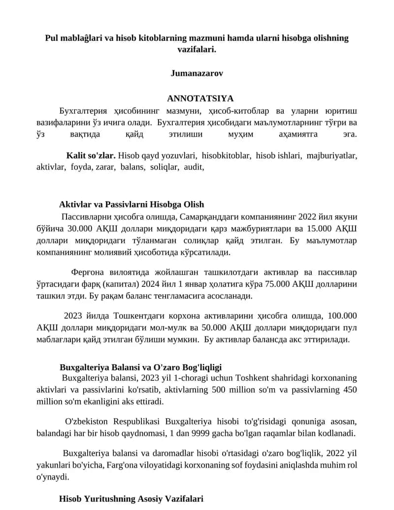 Buxgalteriya va hisob kitoblari 1