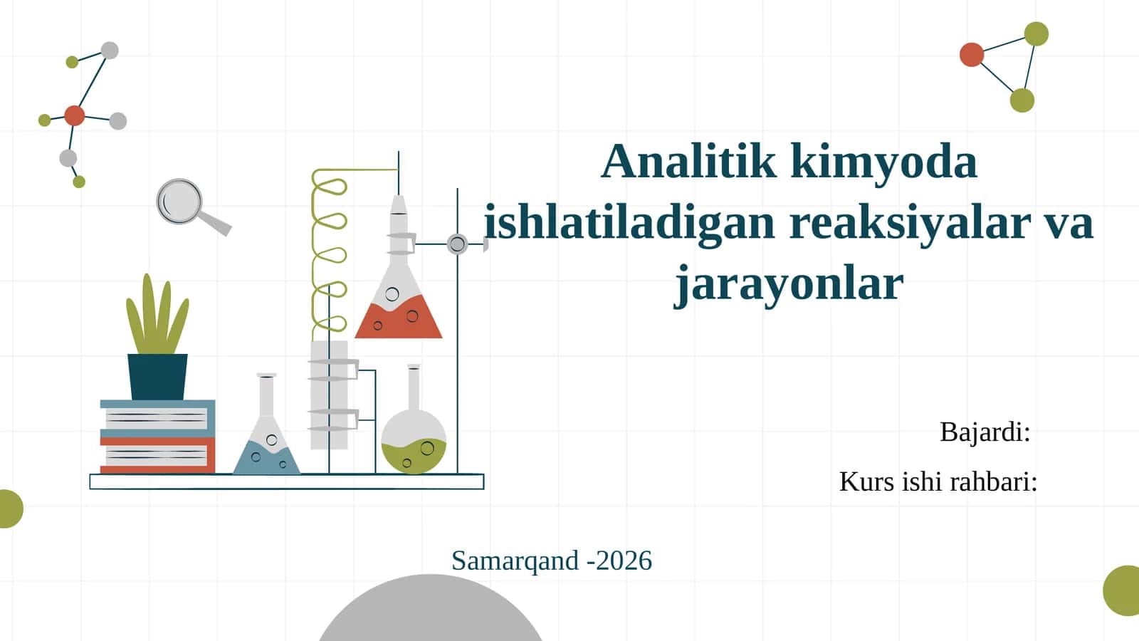 Analitik kimyo da ishlatiladigan reaksiyalar va jarayonlar 1