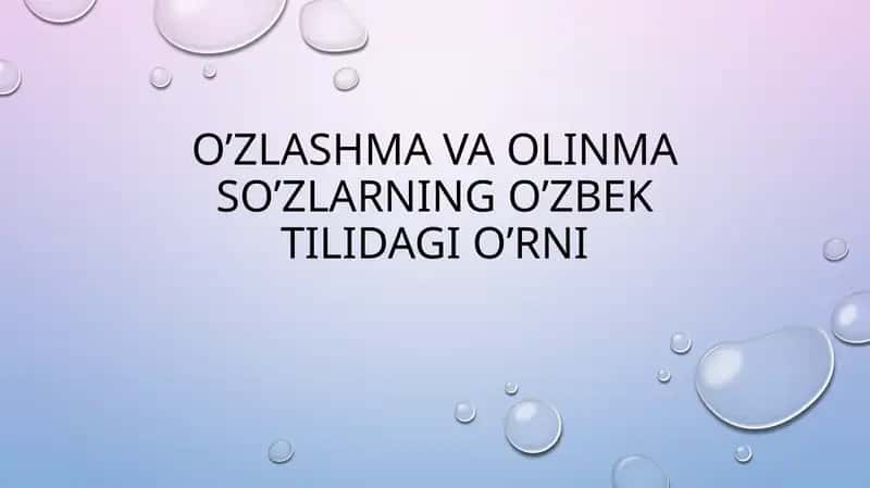 O’ZLASHMA VA OLINMA SO’ZLARNING O’ZBEK TILIDAGI O’RNI 1
