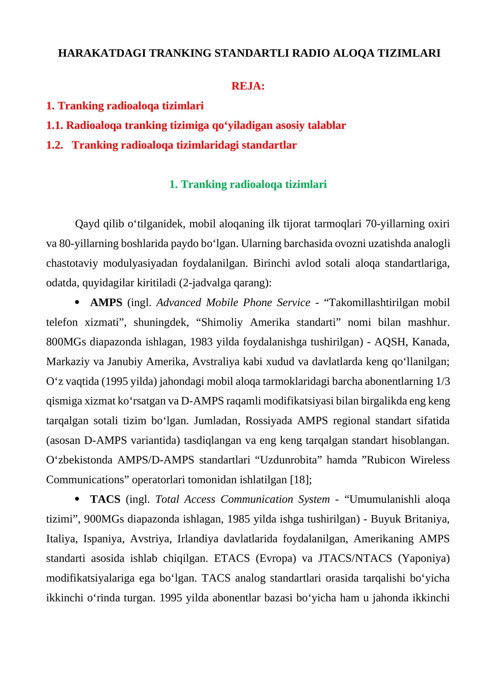 HARAKATDAGI TRANKING STANDARTLI RADIO ALOQA TIZIMLARI 1