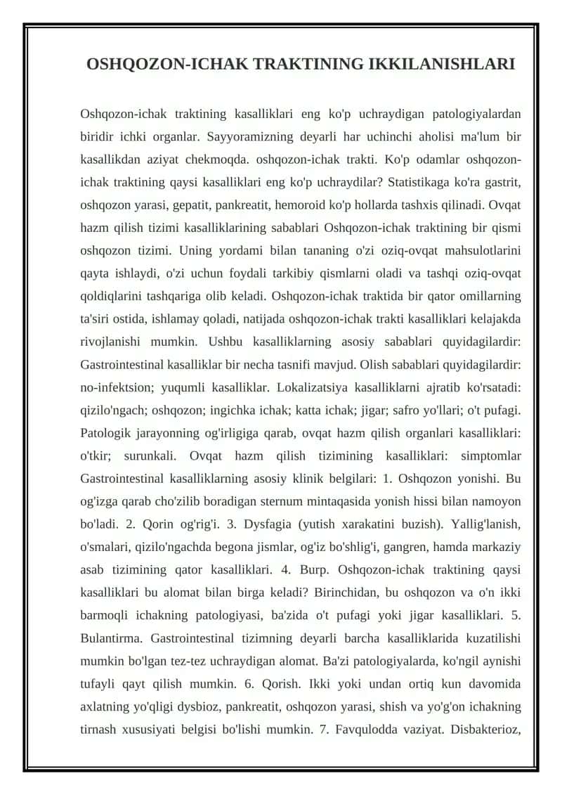 Oshqozon-ichak traktining Ikkilanishlari 1