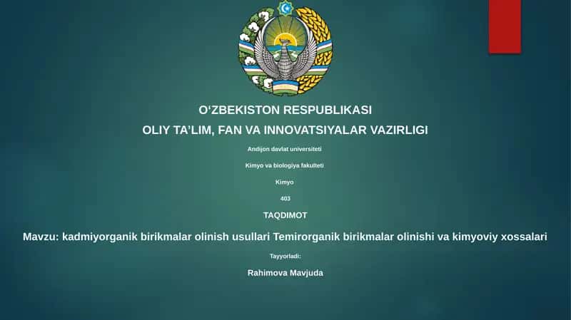 Kadmiy va Temir-organik birikmalar 1