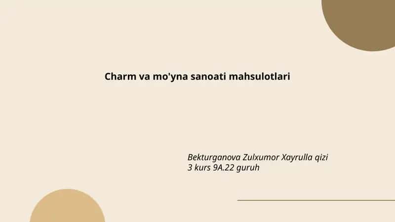 Charm va mo'yna sanoati mahsulotlari 1