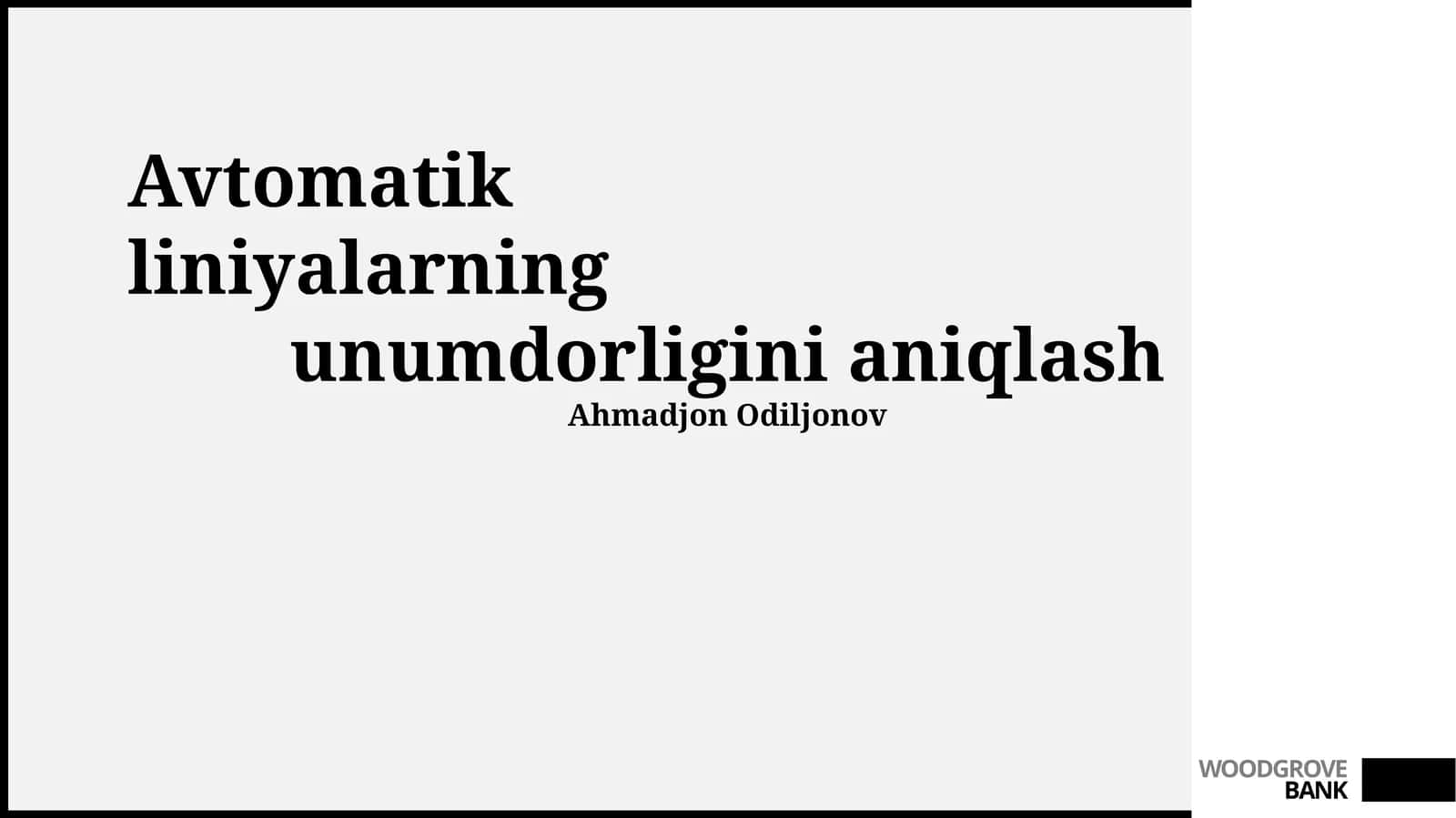 Avtomatik liniyalarning unumdorligini aniqlash 1