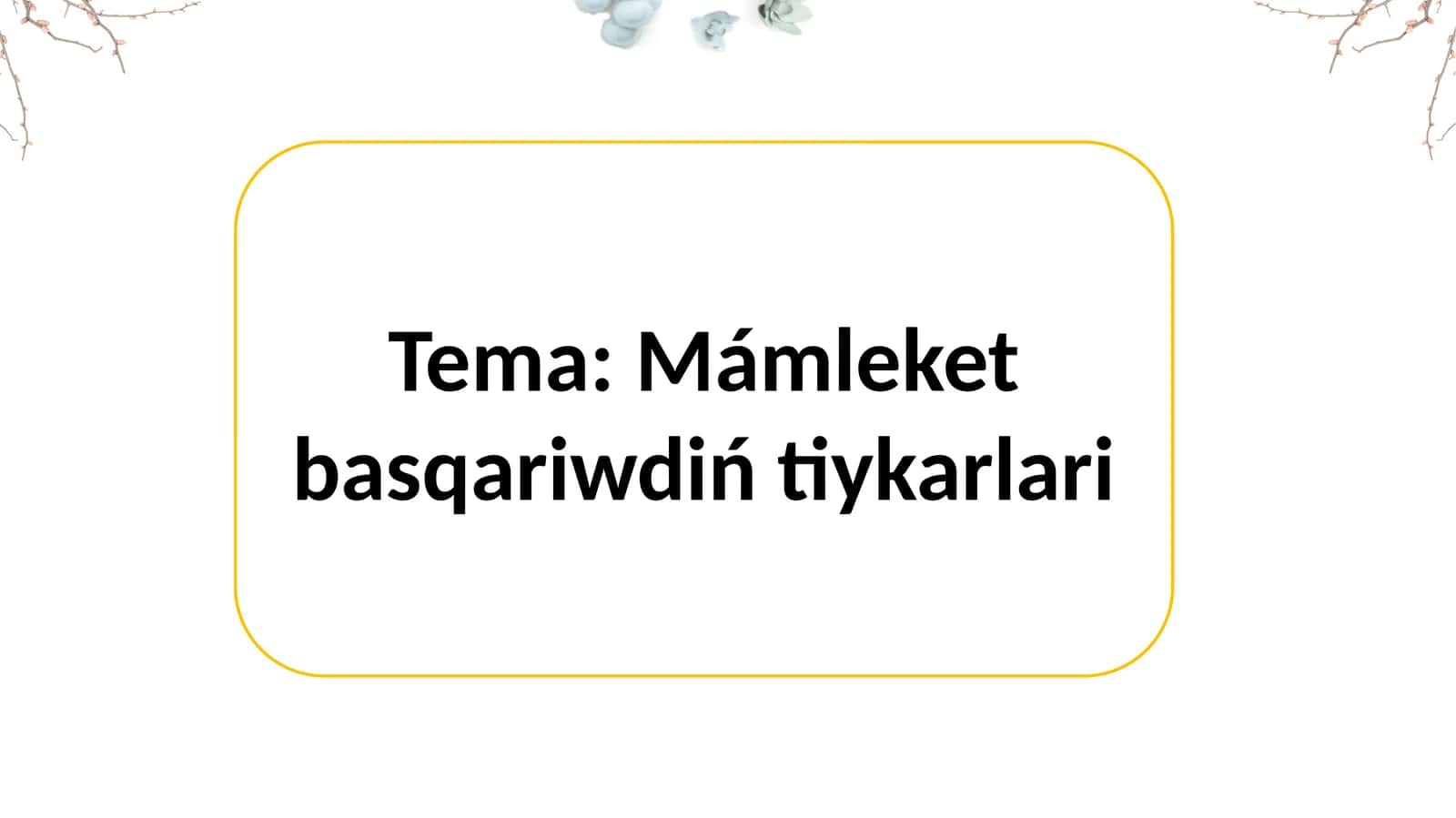 Mámleket basqariwdiń tiykarlari 1