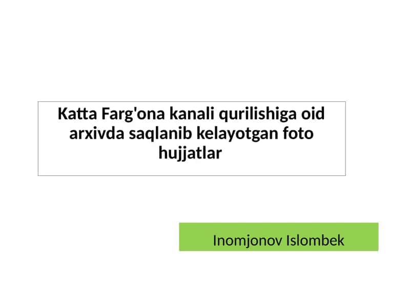 Katta Farg'ona Kanali Haqida Ma'lumotlar 1