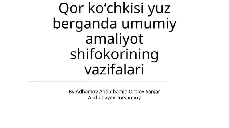 Umumiy amaliyot shifokorining vazifalari 1