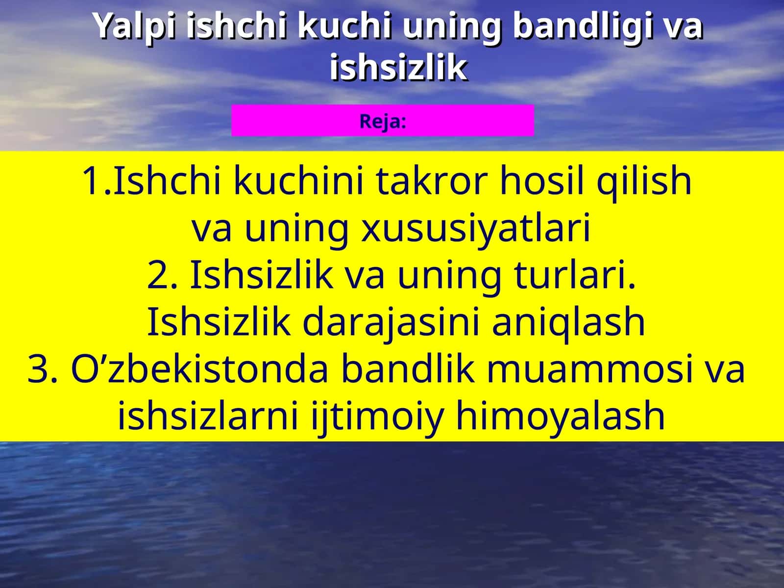 Yalpi ishchi kuchi uning bandligi va ishsizlik 1