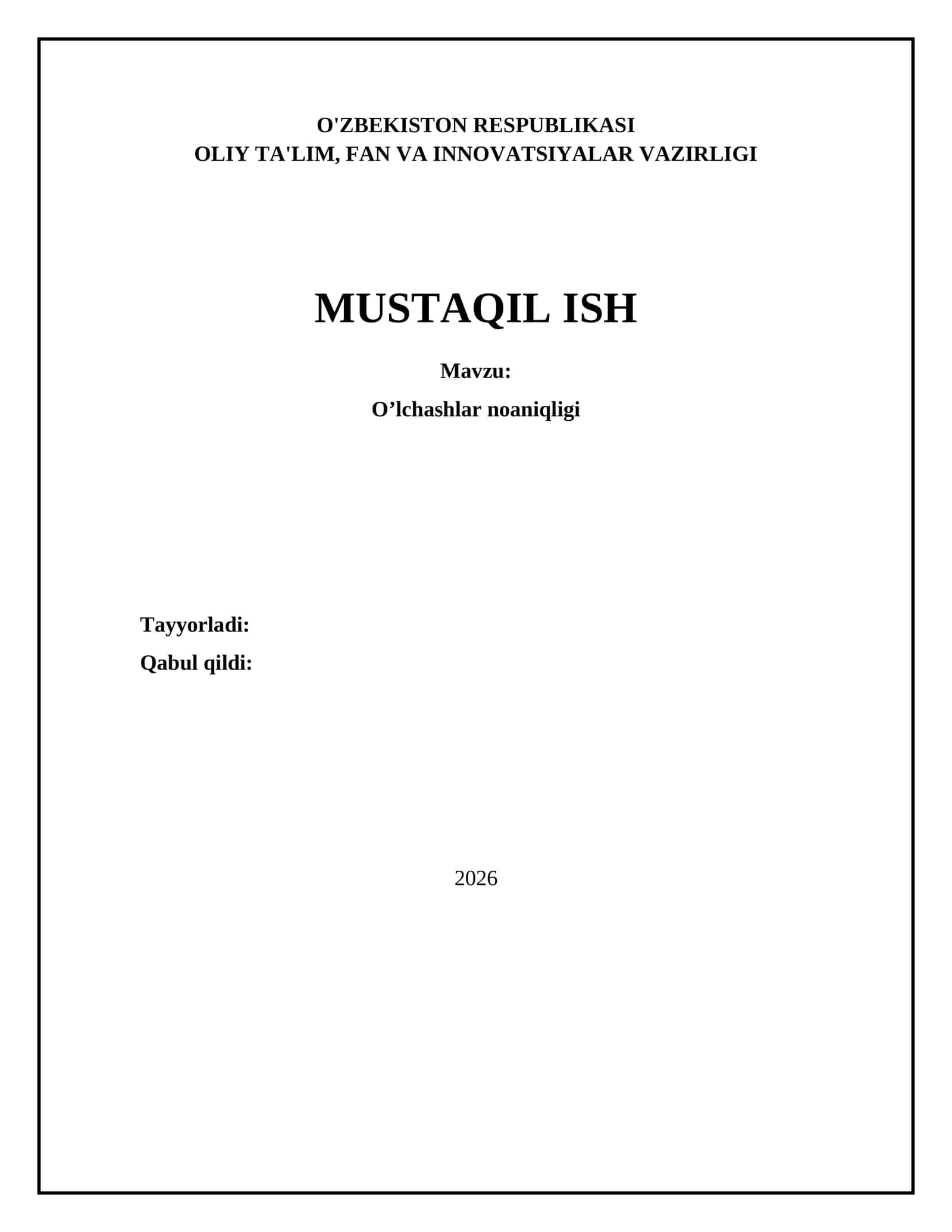 O’lchashlar noaniqligi 1