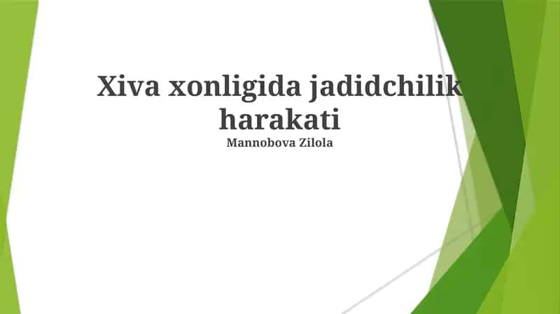 Xiva xonligida jadidchilik harakati 1