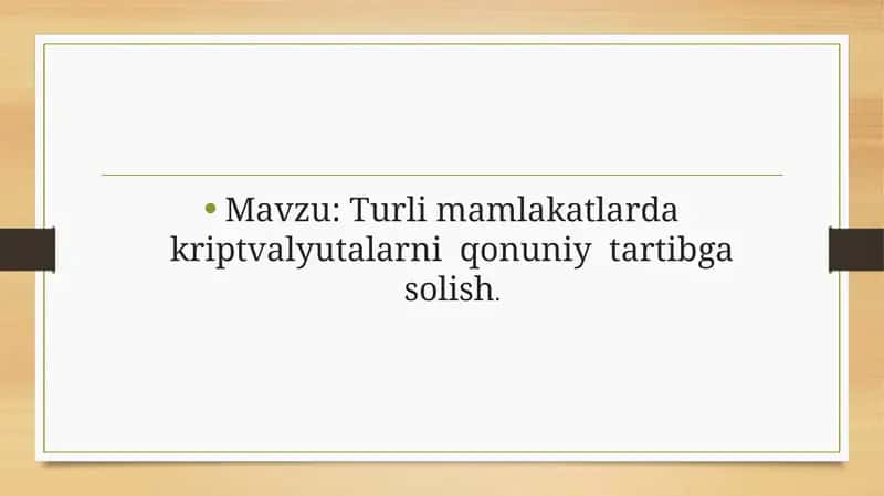 Turli mamlakatlarda kriptvalyutalarni qonuniy tartibga solish 1
