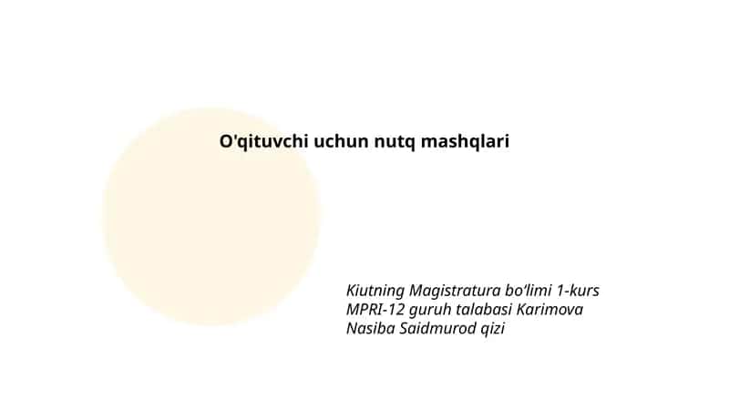 O'qituvchi uchun nutq mashqlari 1