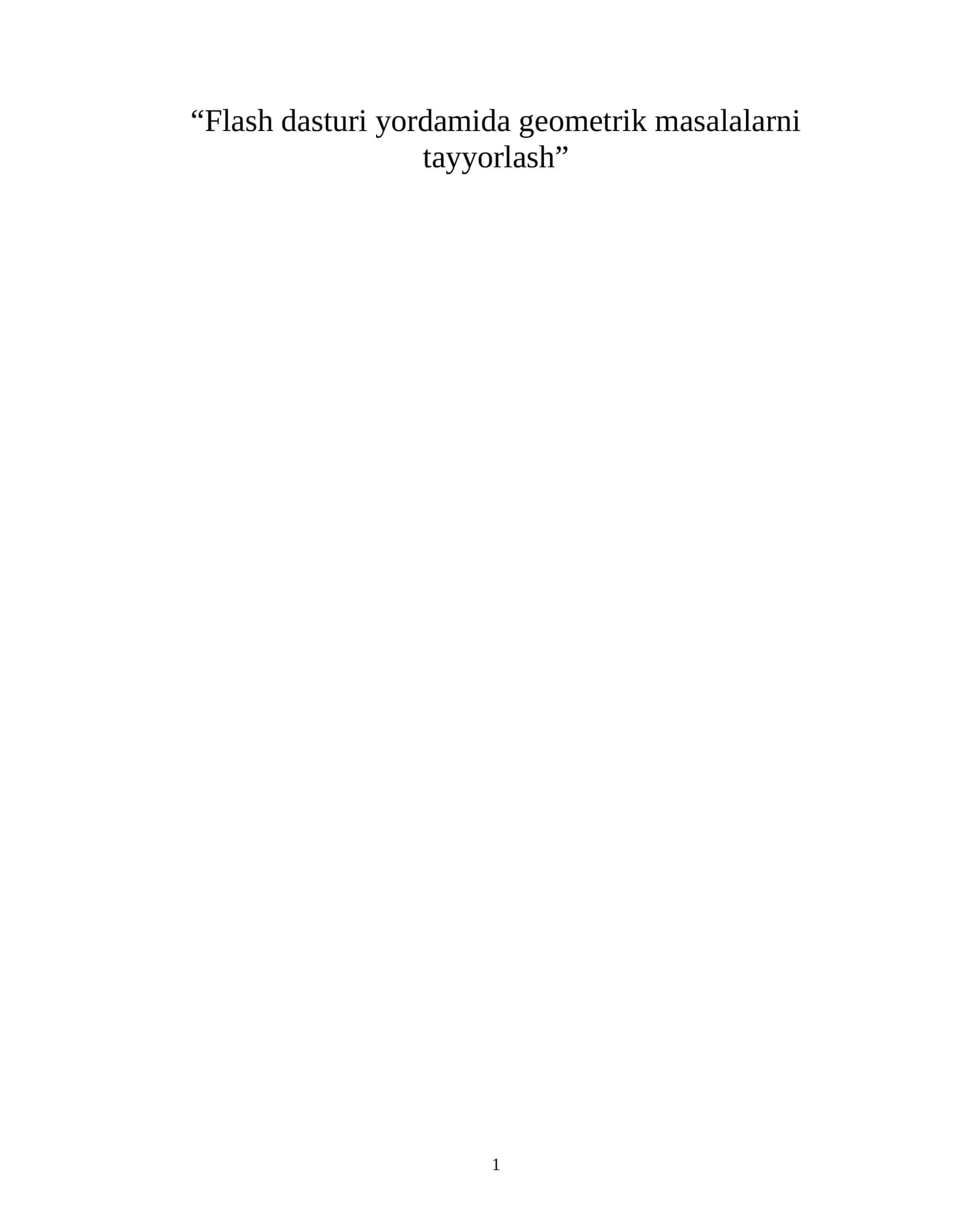 Flash dasturi yordamida geometrik masalalarni tayyorlash 1