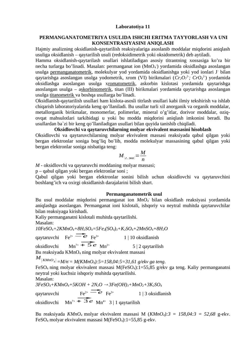 PERMANGANATOMETRIYA 1