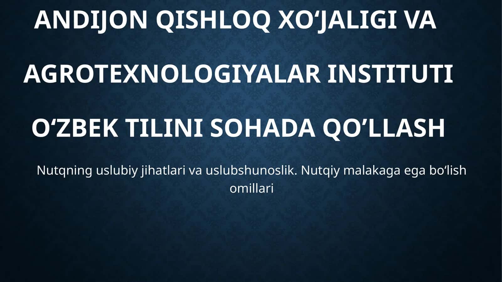 Uslubiyat tilshunoslik fanining bir bo‘limi 1