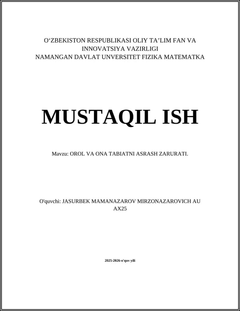 OROL VA ONA TABIATNI ASRASH ZARURATI 1