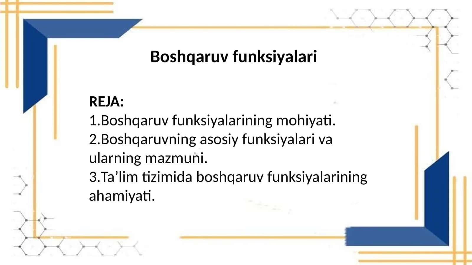 Boshqaruv funksiyalari 1
