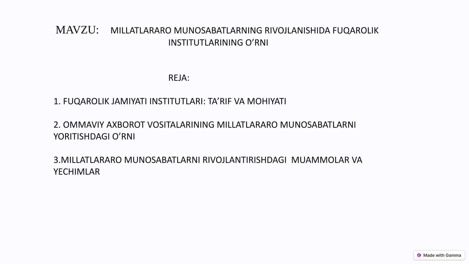 MILLATLARARO MUNOSABATLARNING RIVOJLANISHIDA FUQAROLIK  INSTITUTLARINING O’RNI 1