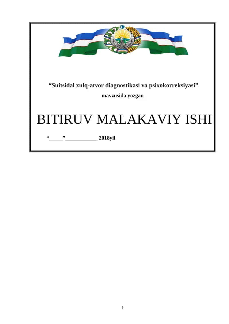Suitsidal xulq-atvor diagnostikasi va psixokorreksiyasi 1