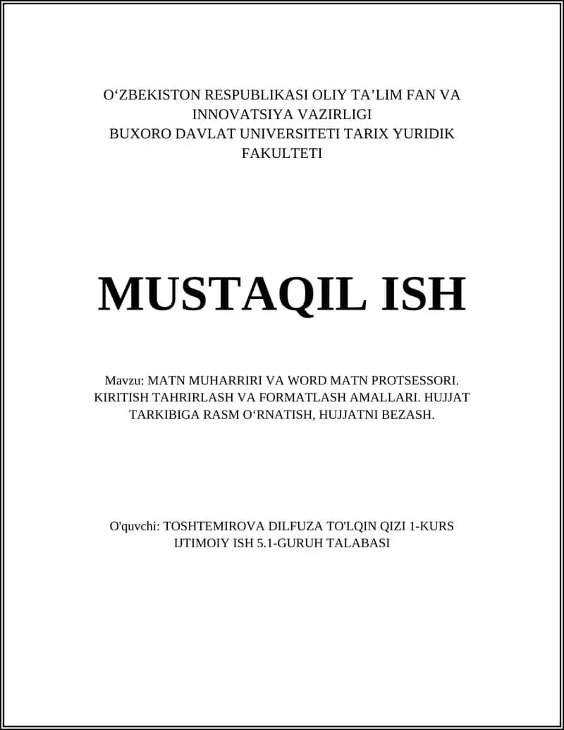 MATN MUHARRIRI VA WORD MATN PROTSESSORI 1