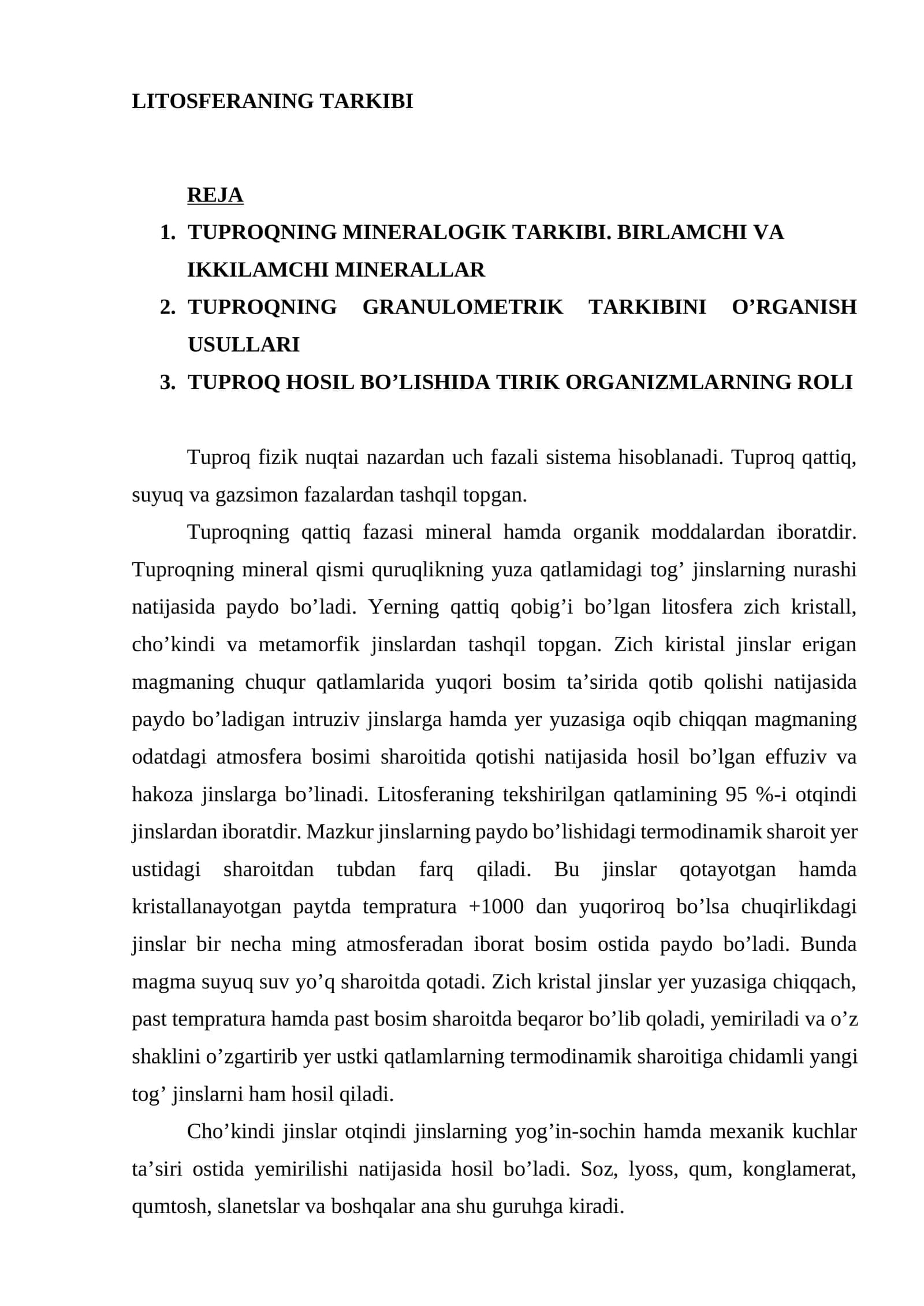 LITOSFERANING TARKIBI 1