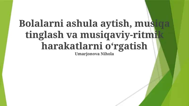 Musiqa va ritmik harakatlarni o'rgatish 1