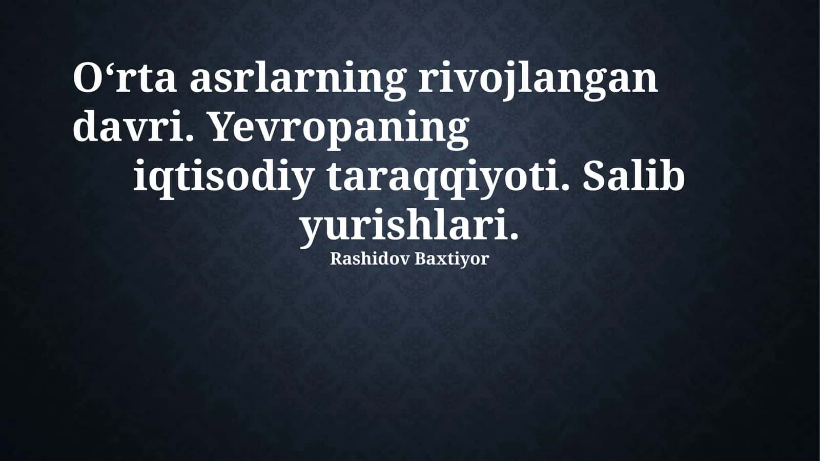 Xoch yurishlari va Yevropaning oʻzgarishi 1