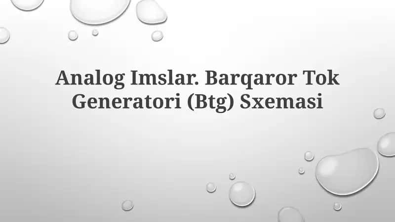 Analog Imslar. Barqaror Tok Generatori (Btg) Sxemasi 1