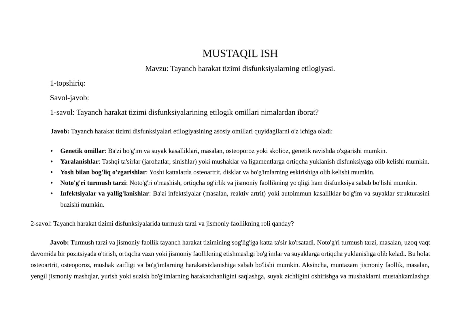 Tayanch harakat tizimi disfunksiyalari 1