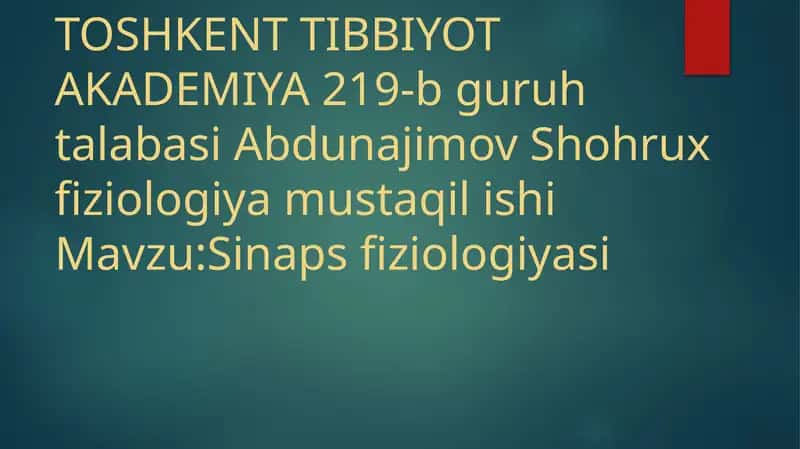 Sinapsfiziologiyasi 1