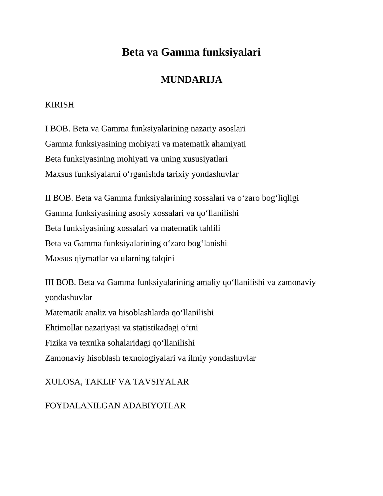 Beta va Gamma funksiyalari 1