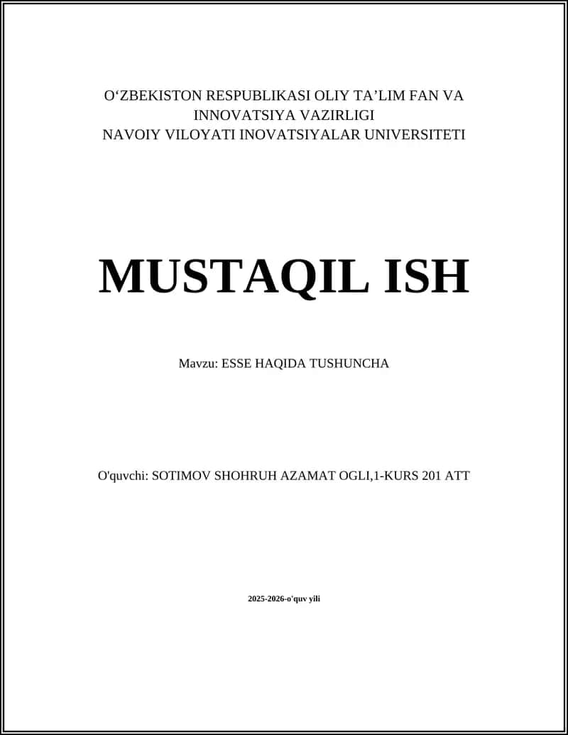 ESSE HAQIDA TUSHUNCHA 1