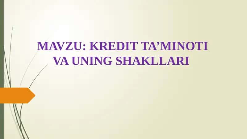 KREDIT TA’MINOTI VA UNING SHAKLLARI 1