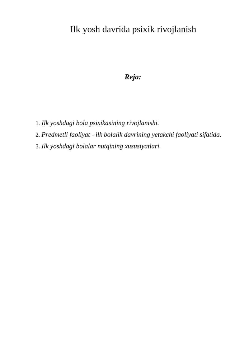 Ilk yosh davrida psixik rivojlanish 1
