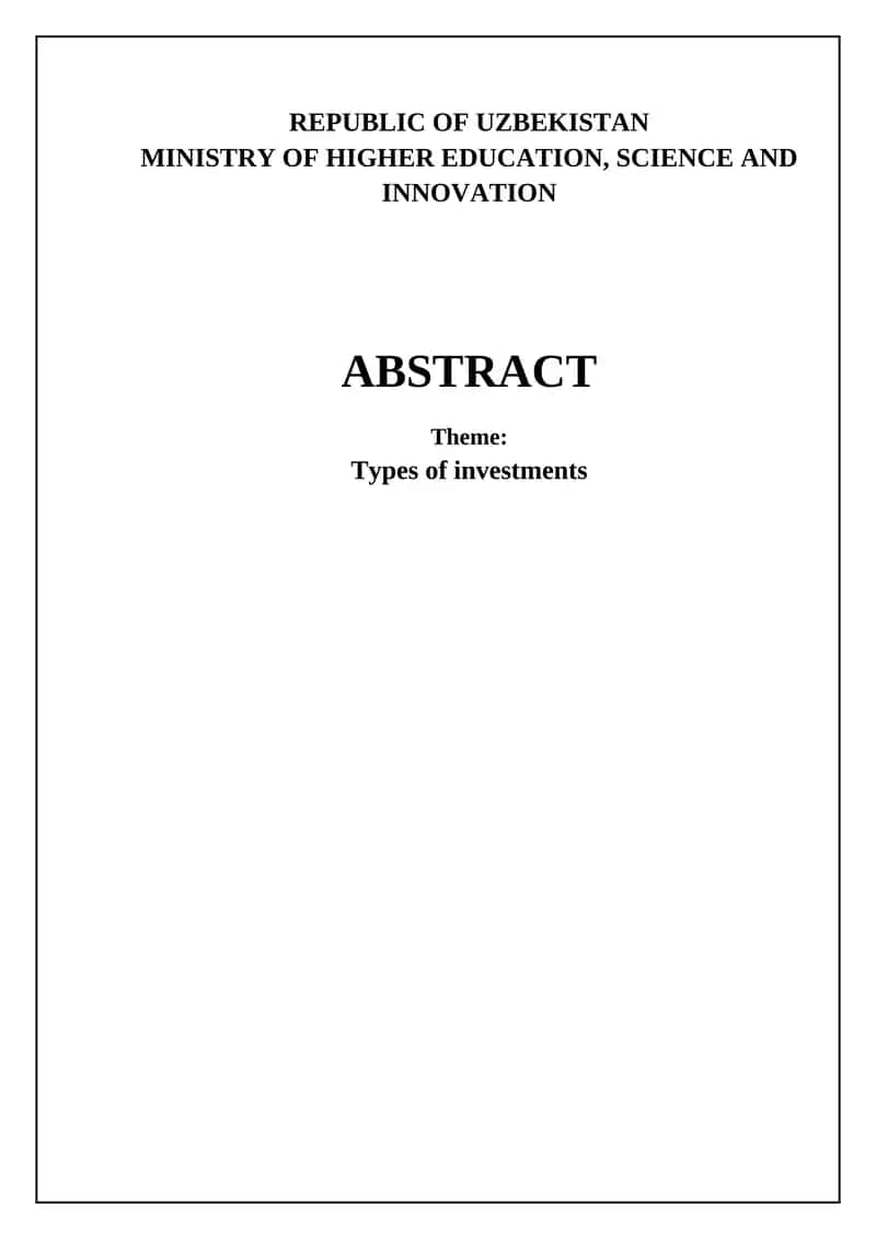 Types of investments 1