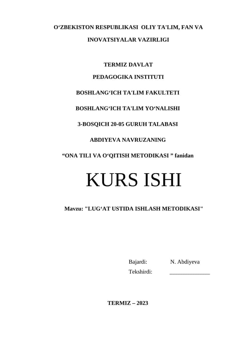 LUG‘AT USTIDA ISHLASH METODIKASI 1