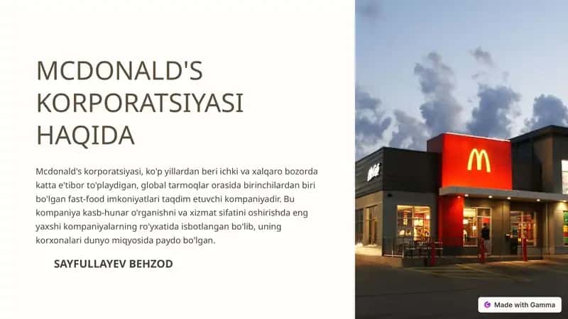 MCDONALD'S KORPORATSIYASI 1